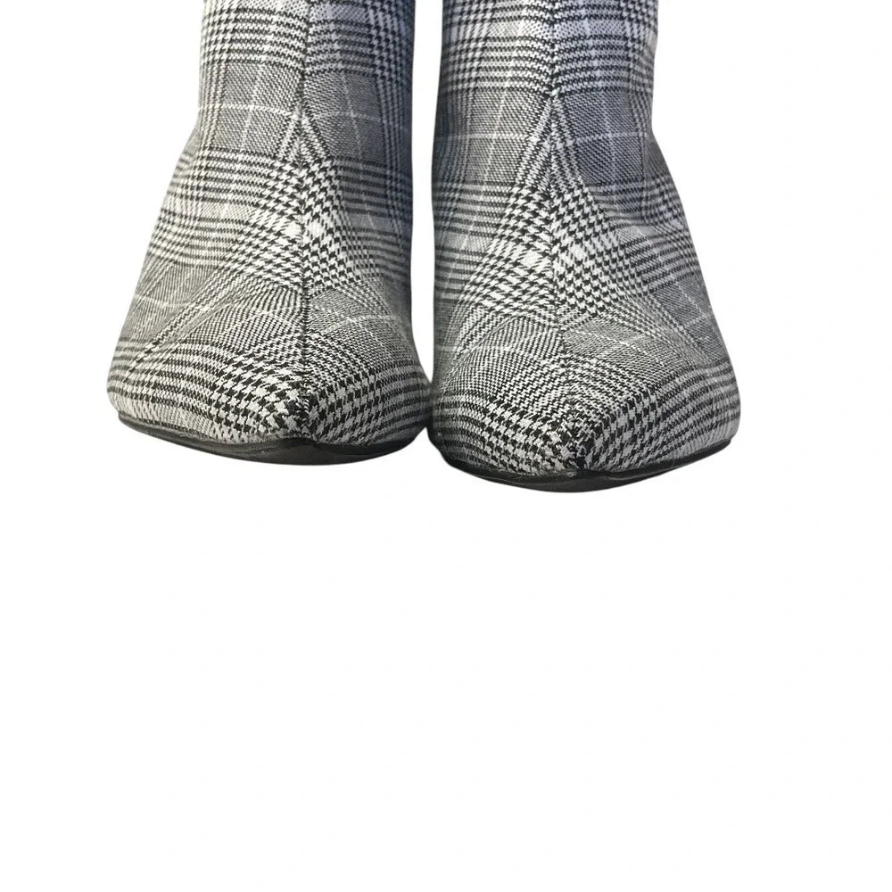 Jeffrey Campbell Glen Plaid Ankle Boot Womens 7.5 Pointed Toe Block Heel Booties